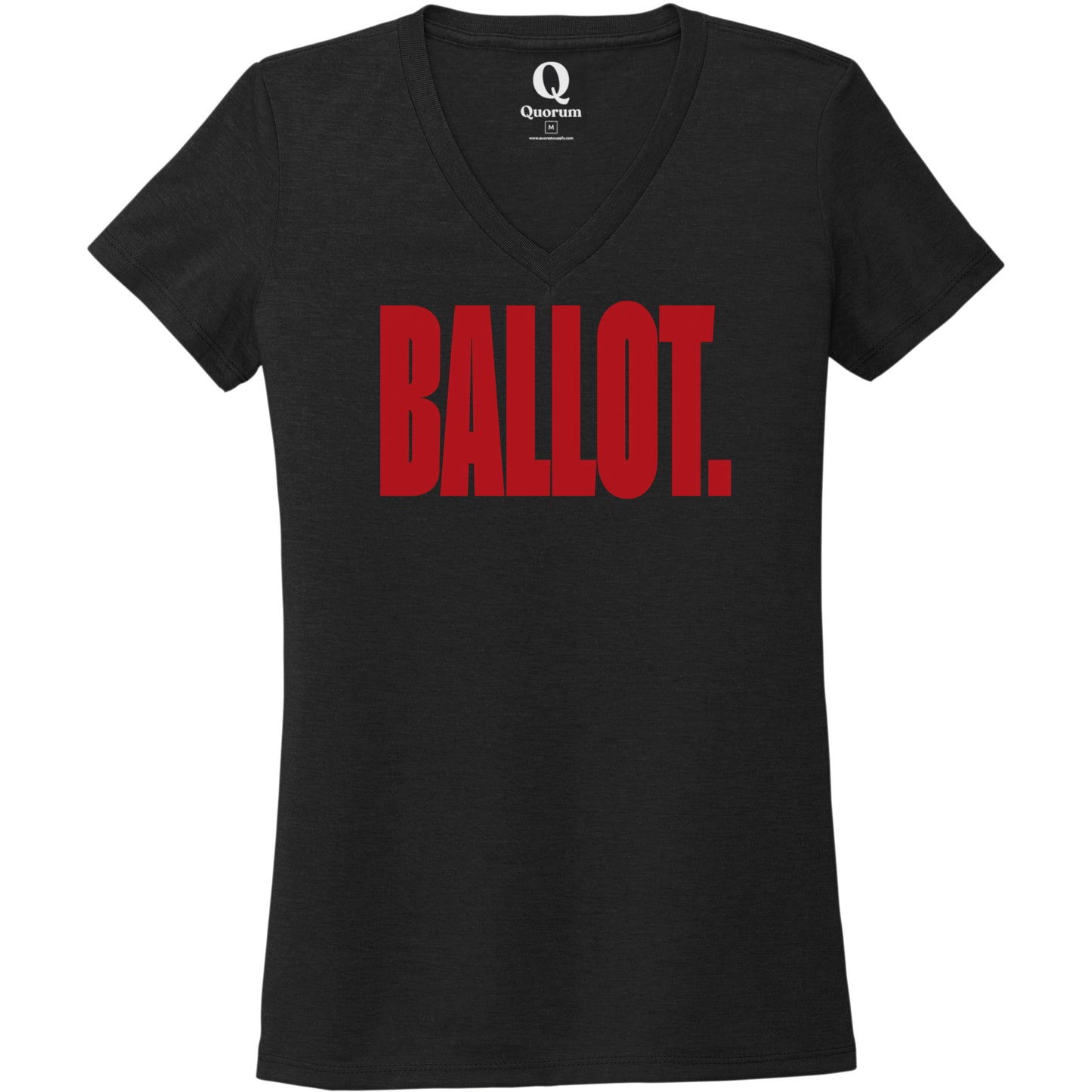 "Ballot." Quorum Women's Tri-Blend V-Neck front print in Deep Black