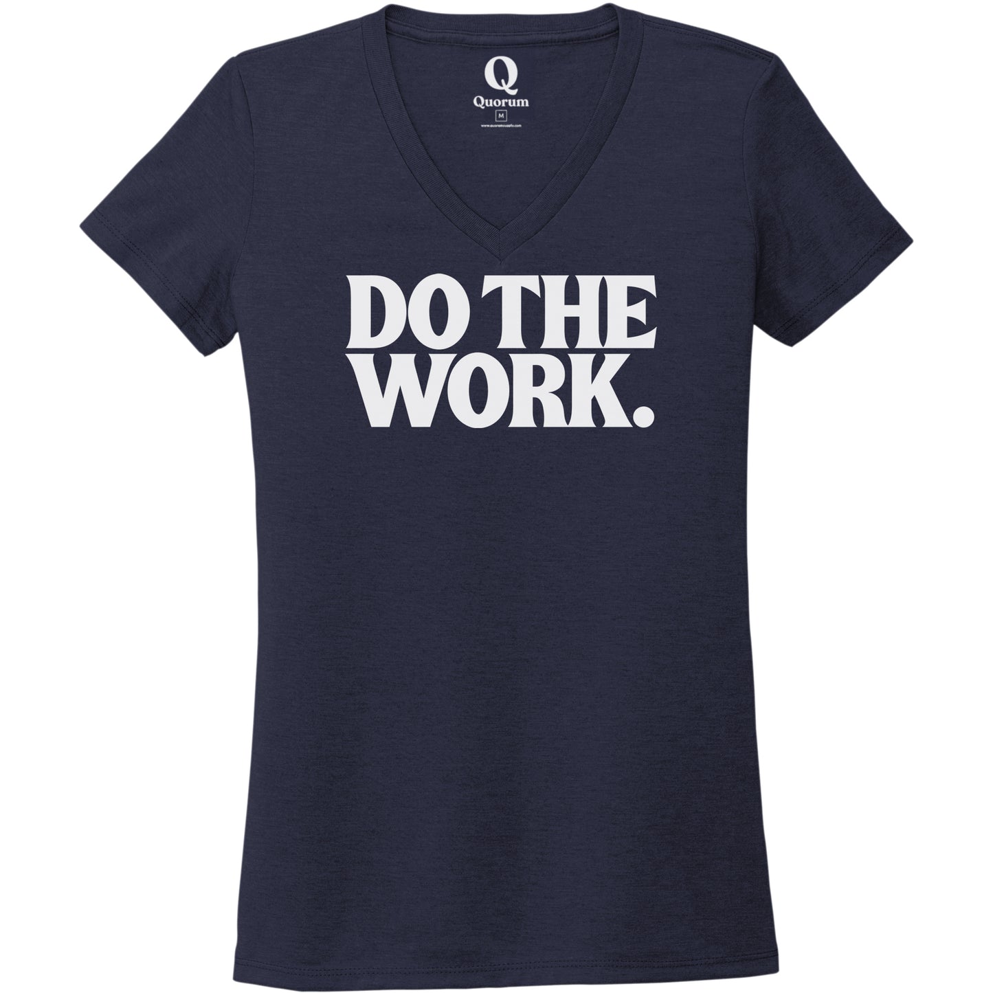 "Do the Work." Quorum Women's Tri-Blend V-Neck editorial print in Night Sky Navy