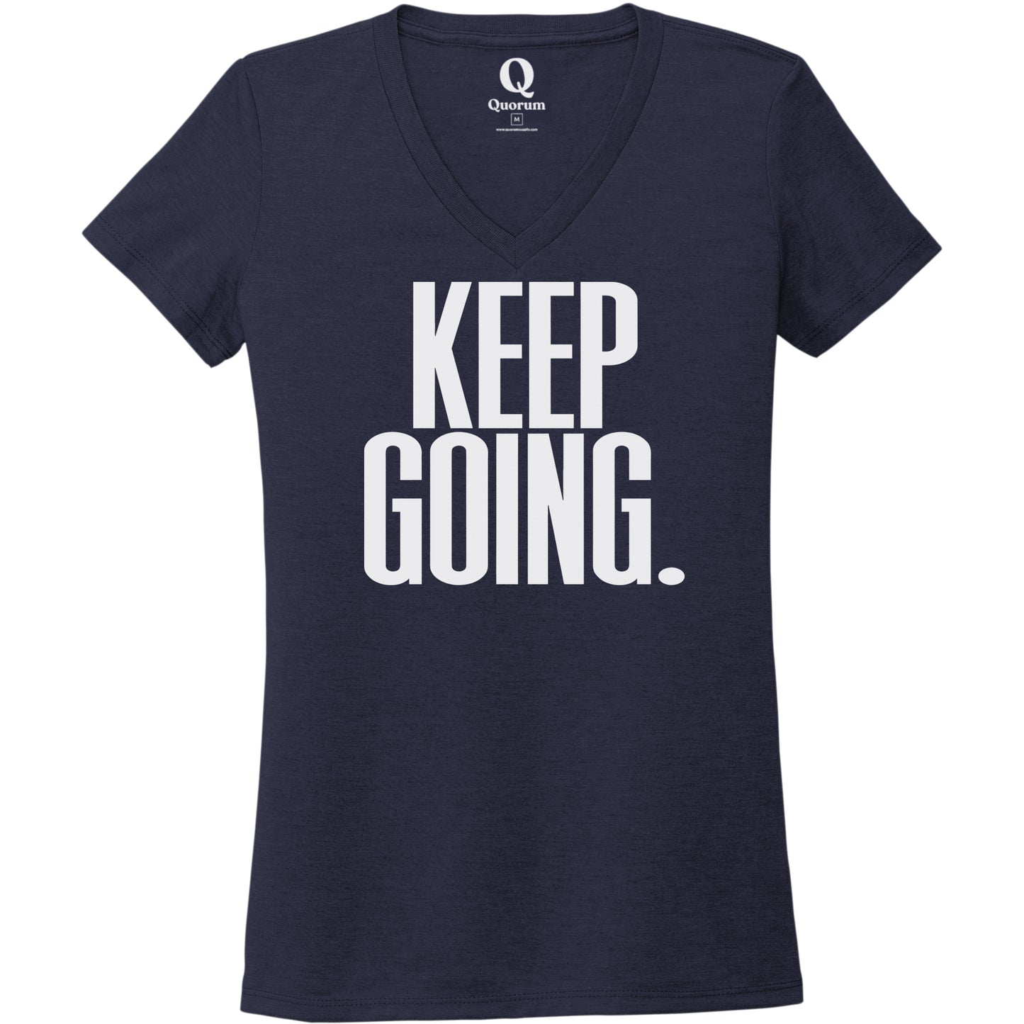 "Keep Going." Quorum Women's Tri-Blend V-Neck editorial print in Night Sky Navy