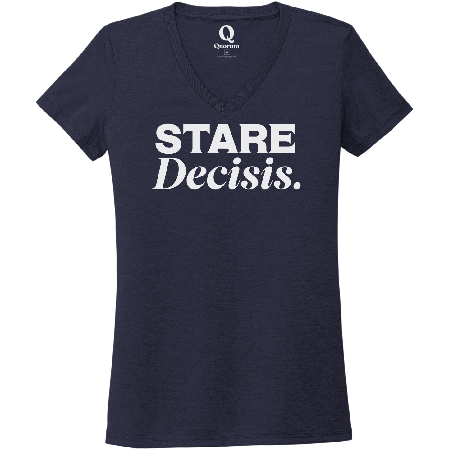 "Stare Decisis." Quorum Women's Tri-Blend V-Neck editorial print in Night Sky Navy
