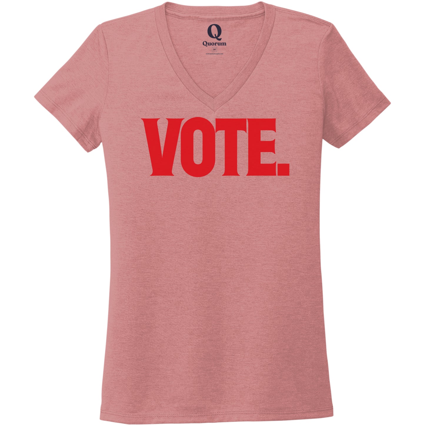 "Vote." Quorum Women's Tri-Blend V-Neck front print in Vintage Rose