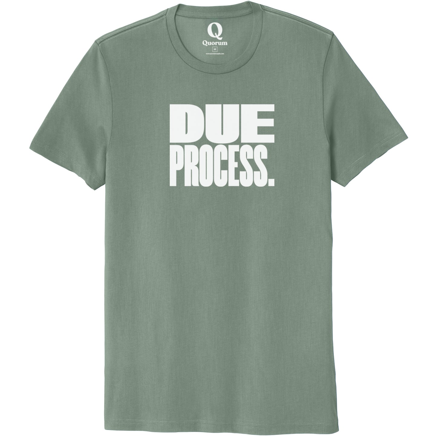 "Due Process." Quorum Unisex 100% Organic Cotton Tee editorial print in Matcha Green