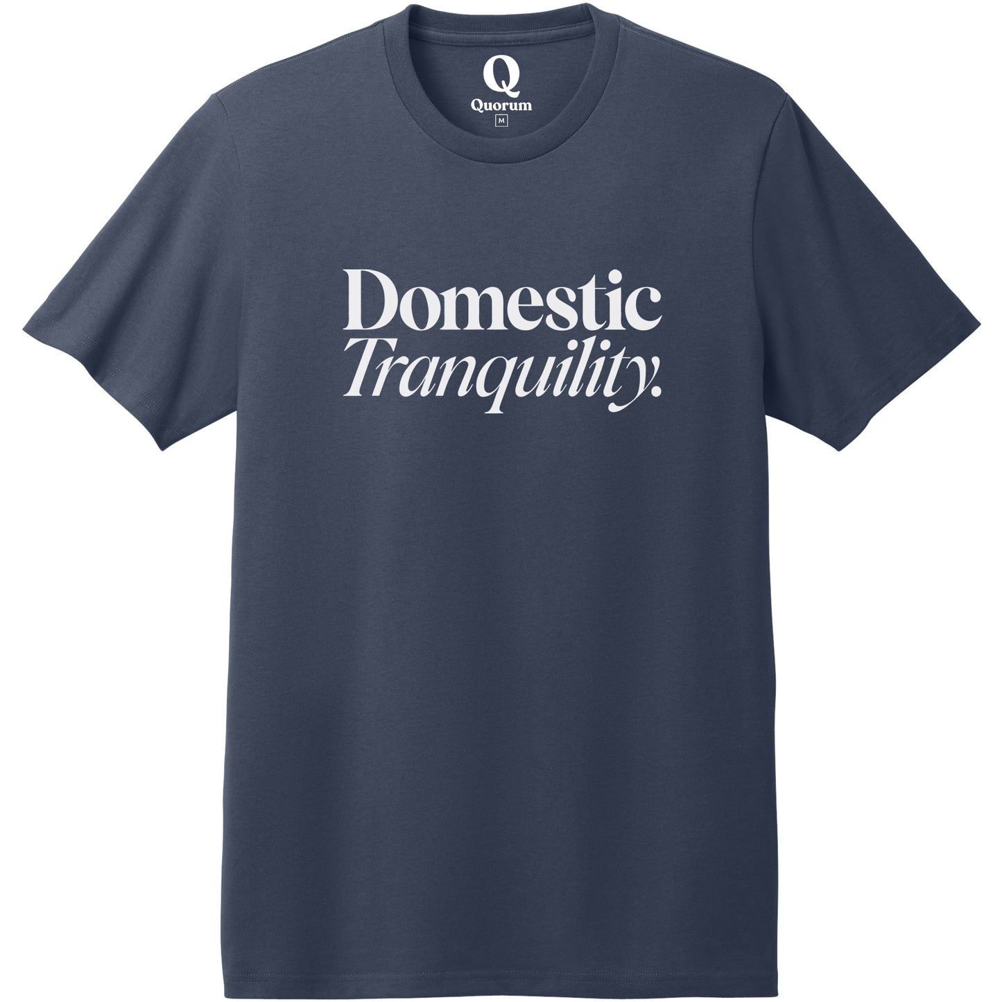 "Domestic Tranquility." Quorum Heavyweight Recycled Cotton Tee editorial print in Night Sky Navy