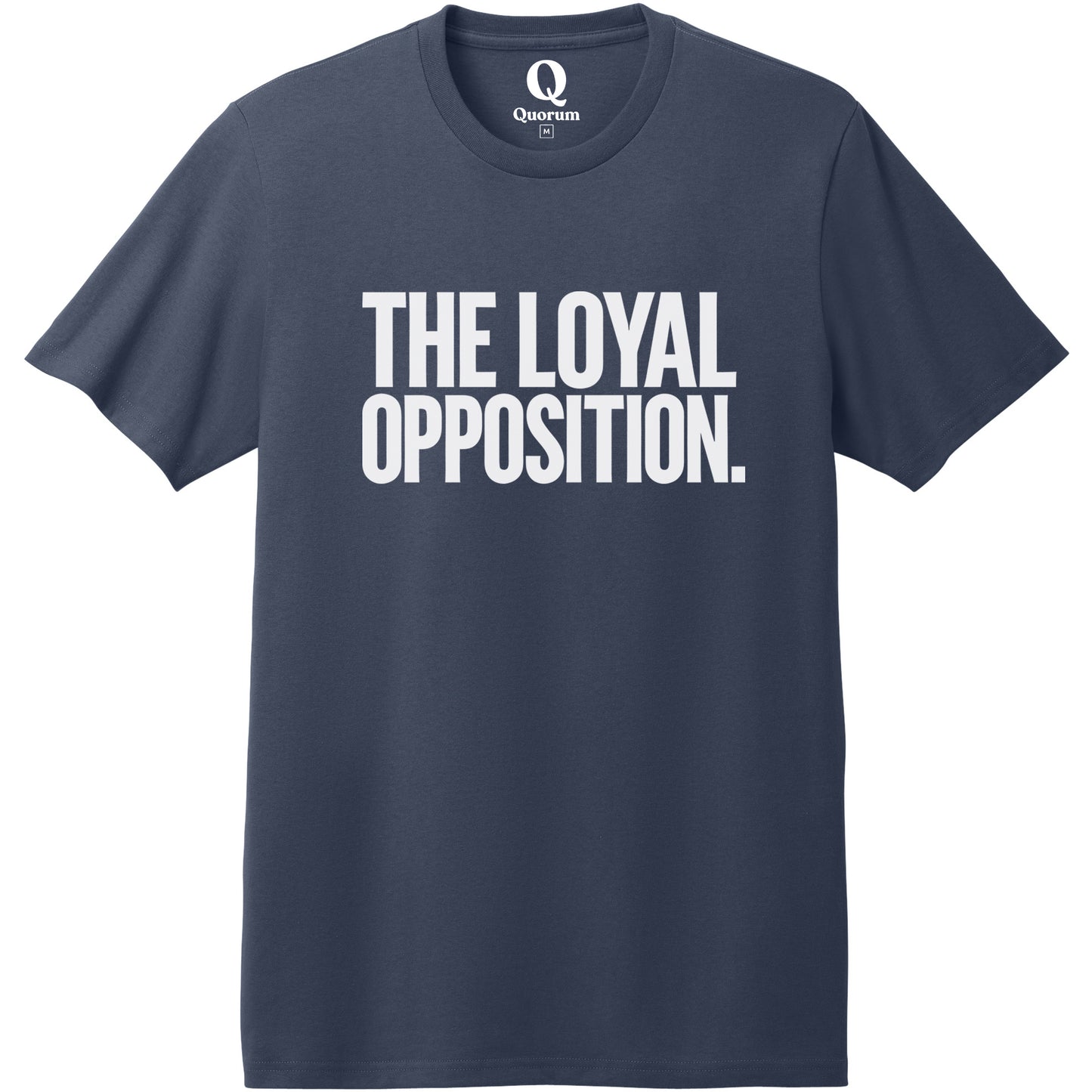 "The Loyal Opposition." Quorum Heavyweight Recycled Cotton Tee editorial print in Night Sky Navy