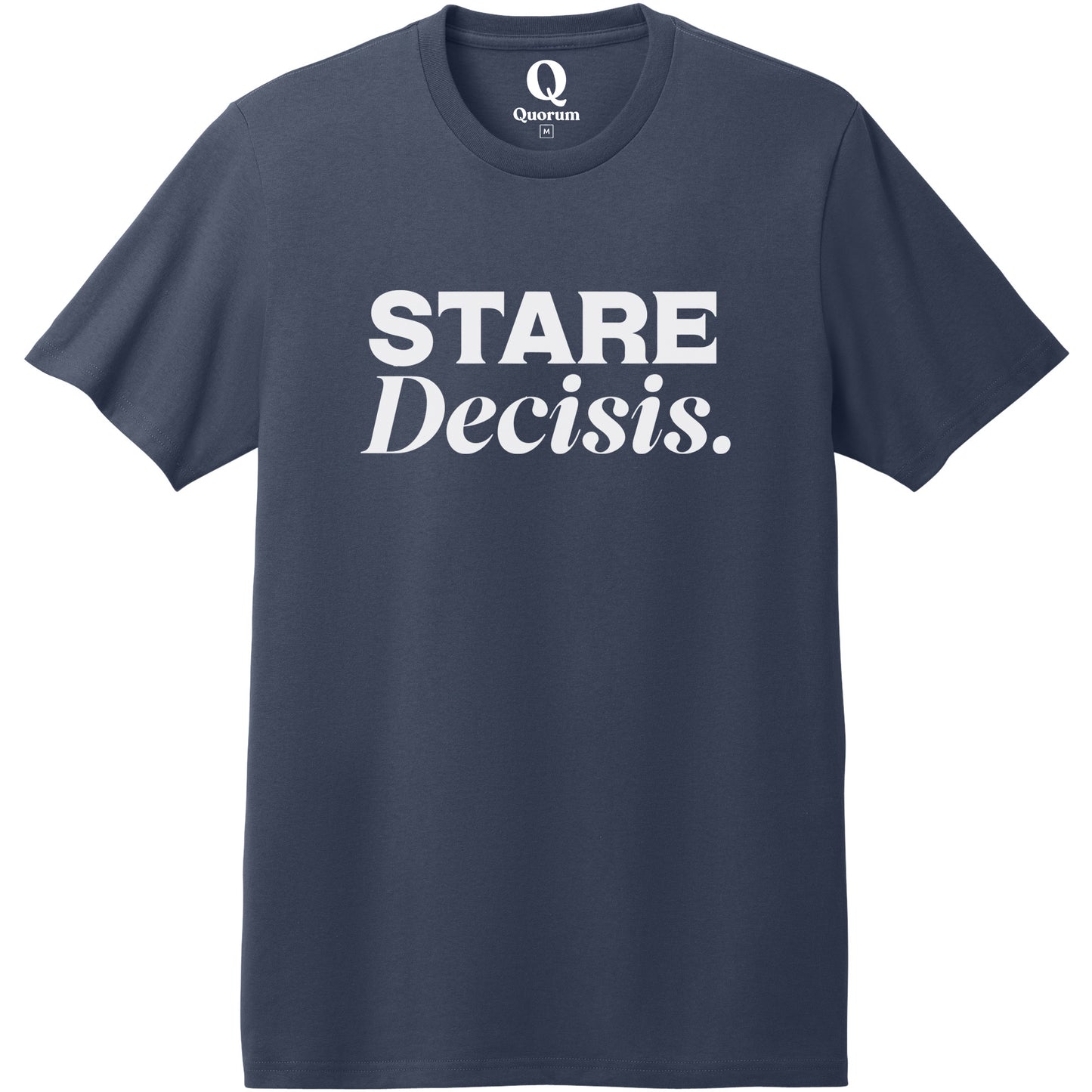 "Stare Decisis." Quorum Heavyweight Recycled Cotton Tee editorial print in Night Sky Navy