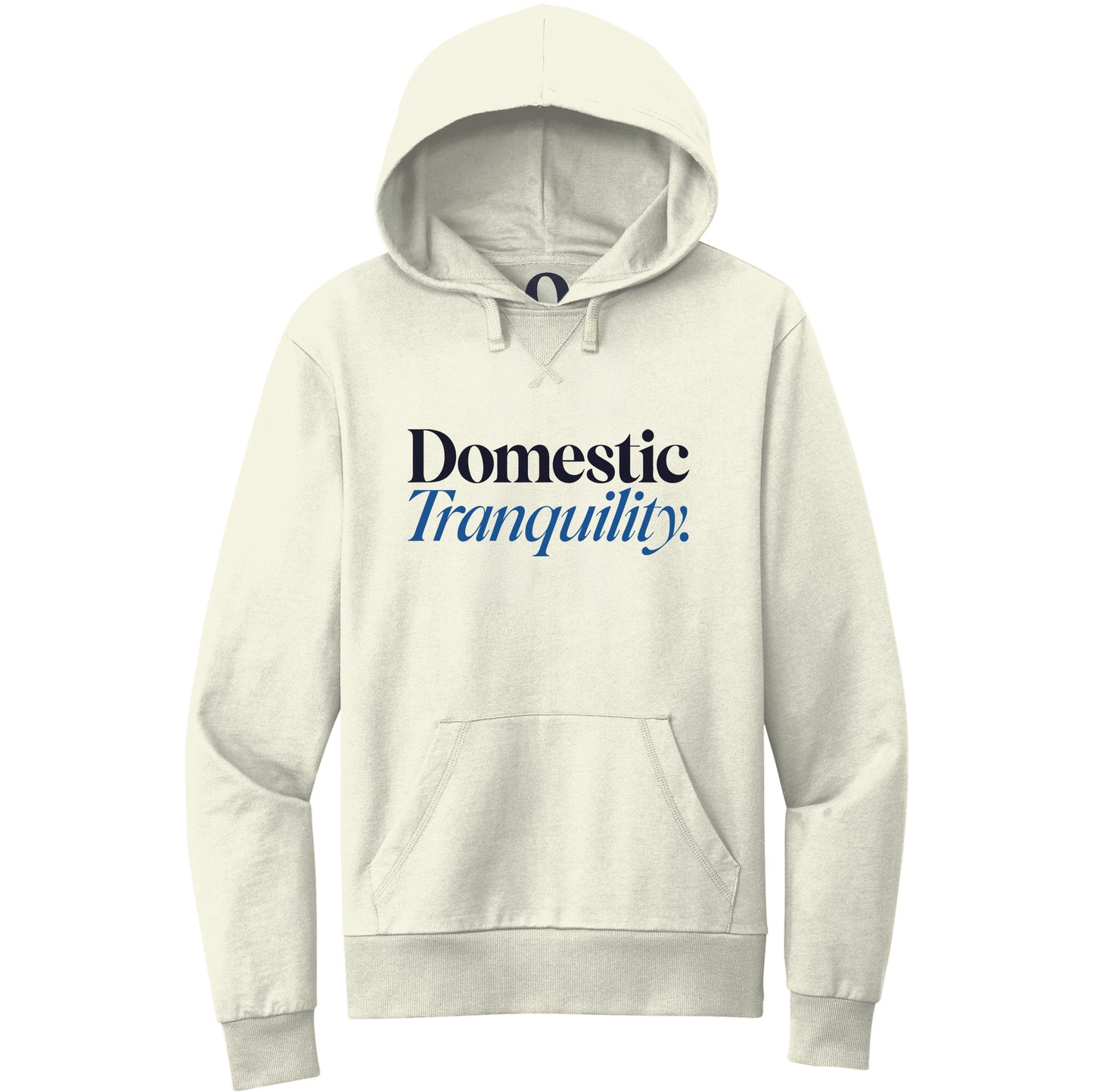 "Domestic Tranquility." Quorum Pullover Hoodie front print in White Sand