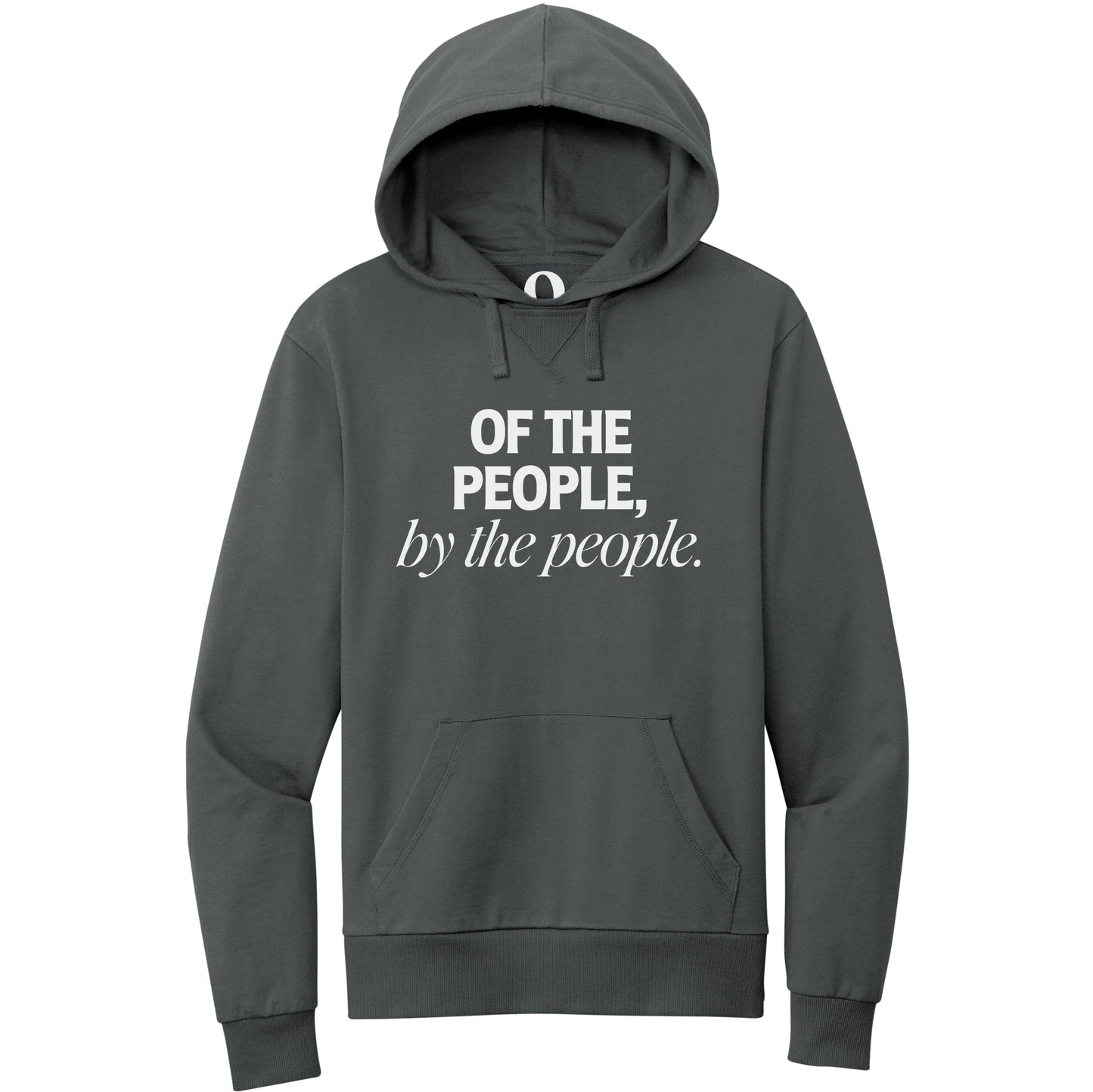 "Of the People, by the People." Quorum Pullover Hoodie editorial print in Terrain Grey