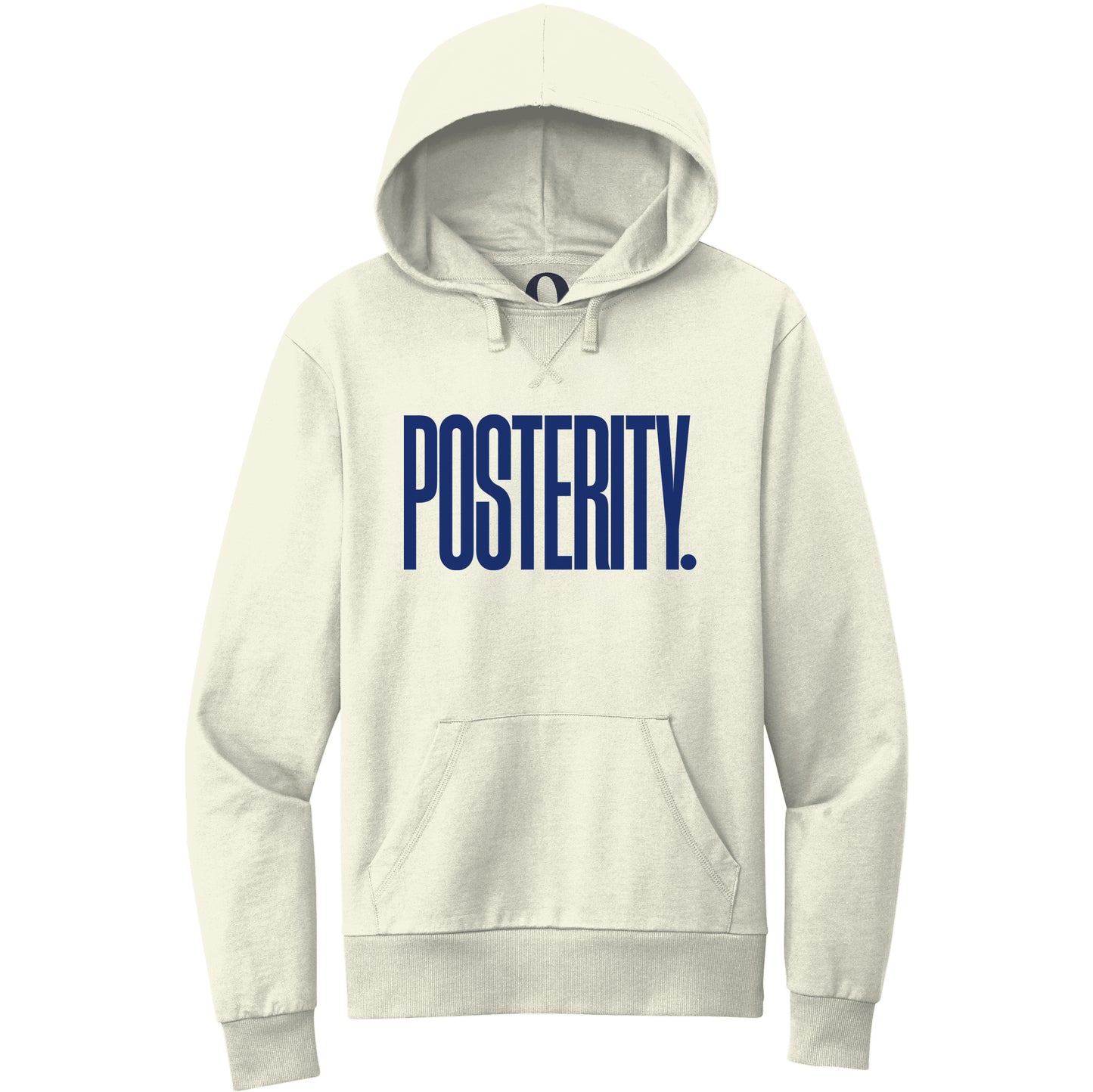 "Posterity." Quorum Pullover Hoodie front print in White Sand