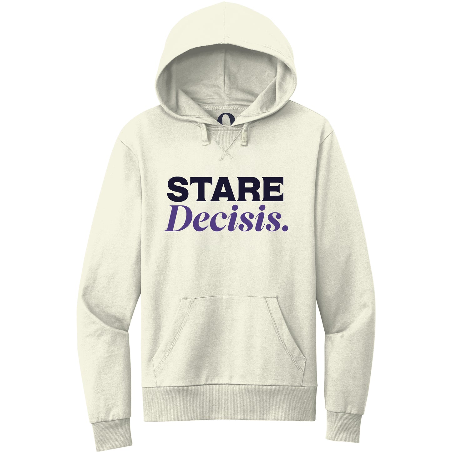 "Stare Decisis." Quorum Pullover Hoodie front print in White Sand
