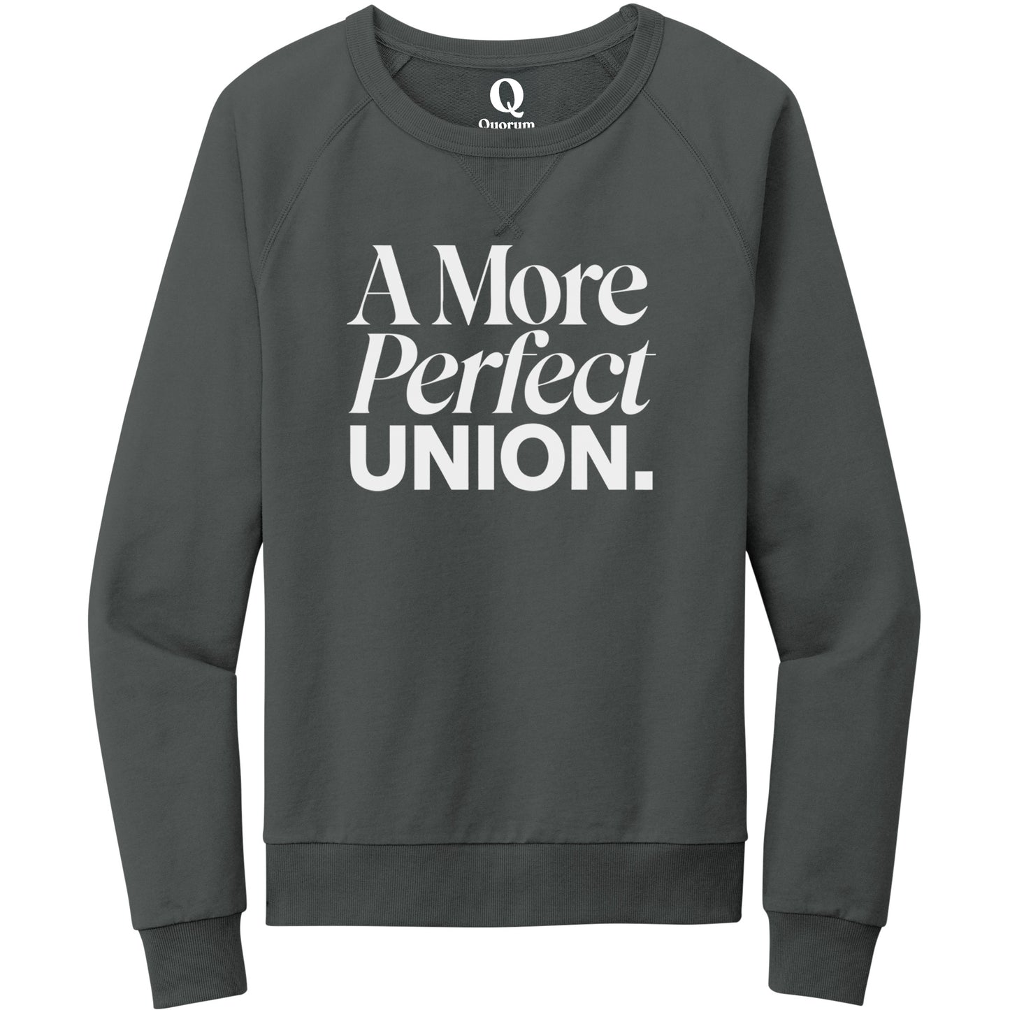 "A More Perfect Union." Quorum Crewneck Sweatshirt editorial print in Terrain Grey