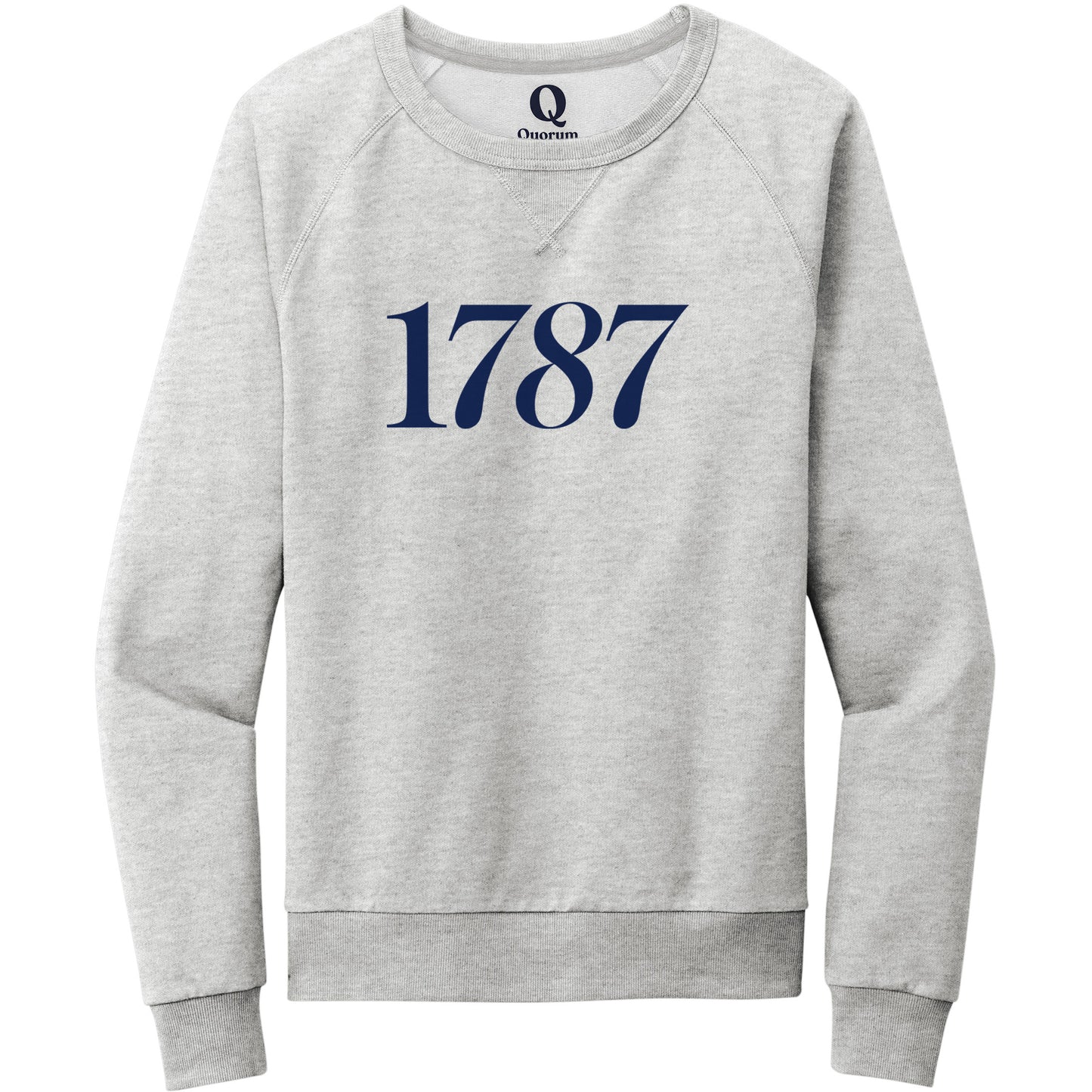 "1787." Quorum Crewneck Sweatshirt front print in Granite Grey Heather