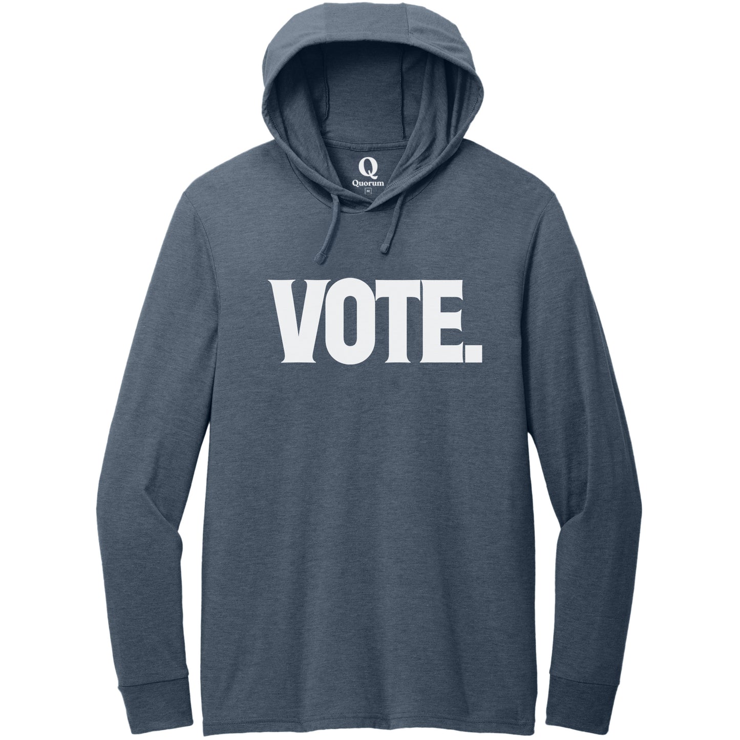 "Vote." Quorum Tri-Blend Hoodie Tee editorial print in Rebel Blue
