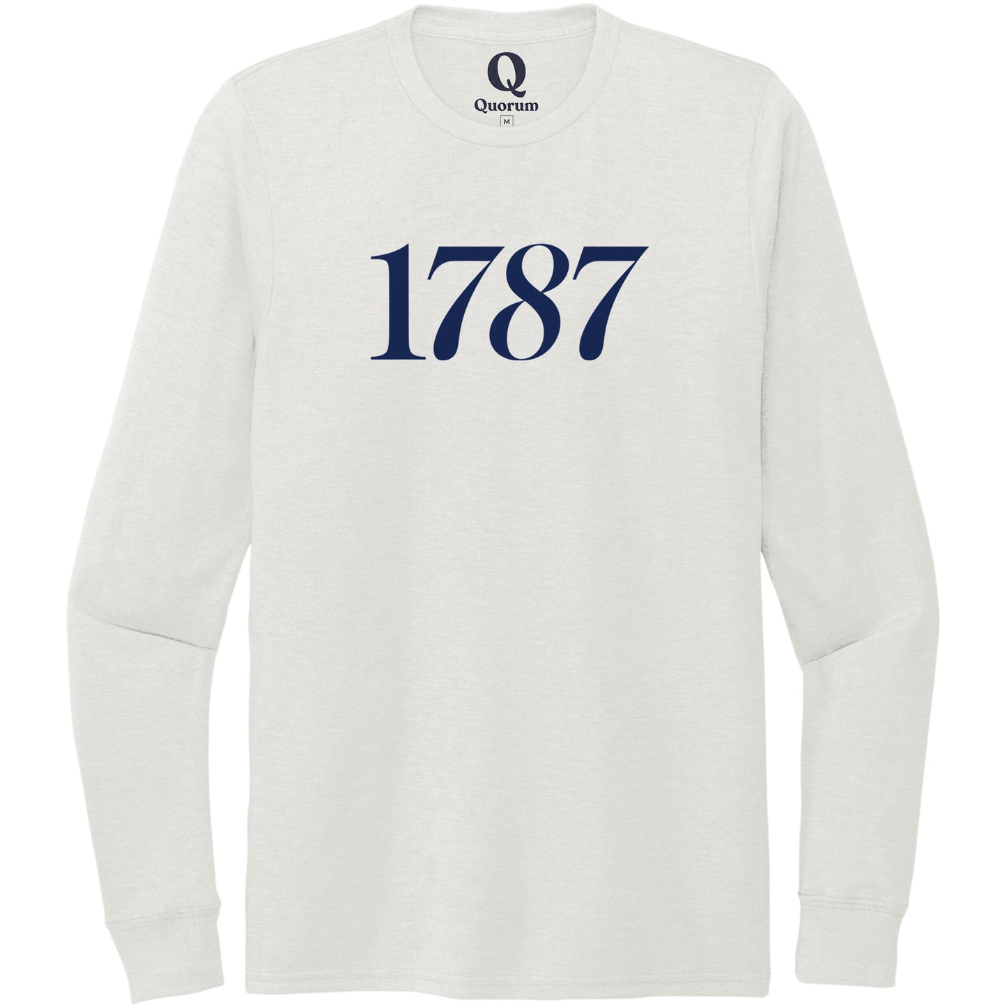 "1787." Quorum Unisex Tri-Blend Long Sleeve front print in Fairly White