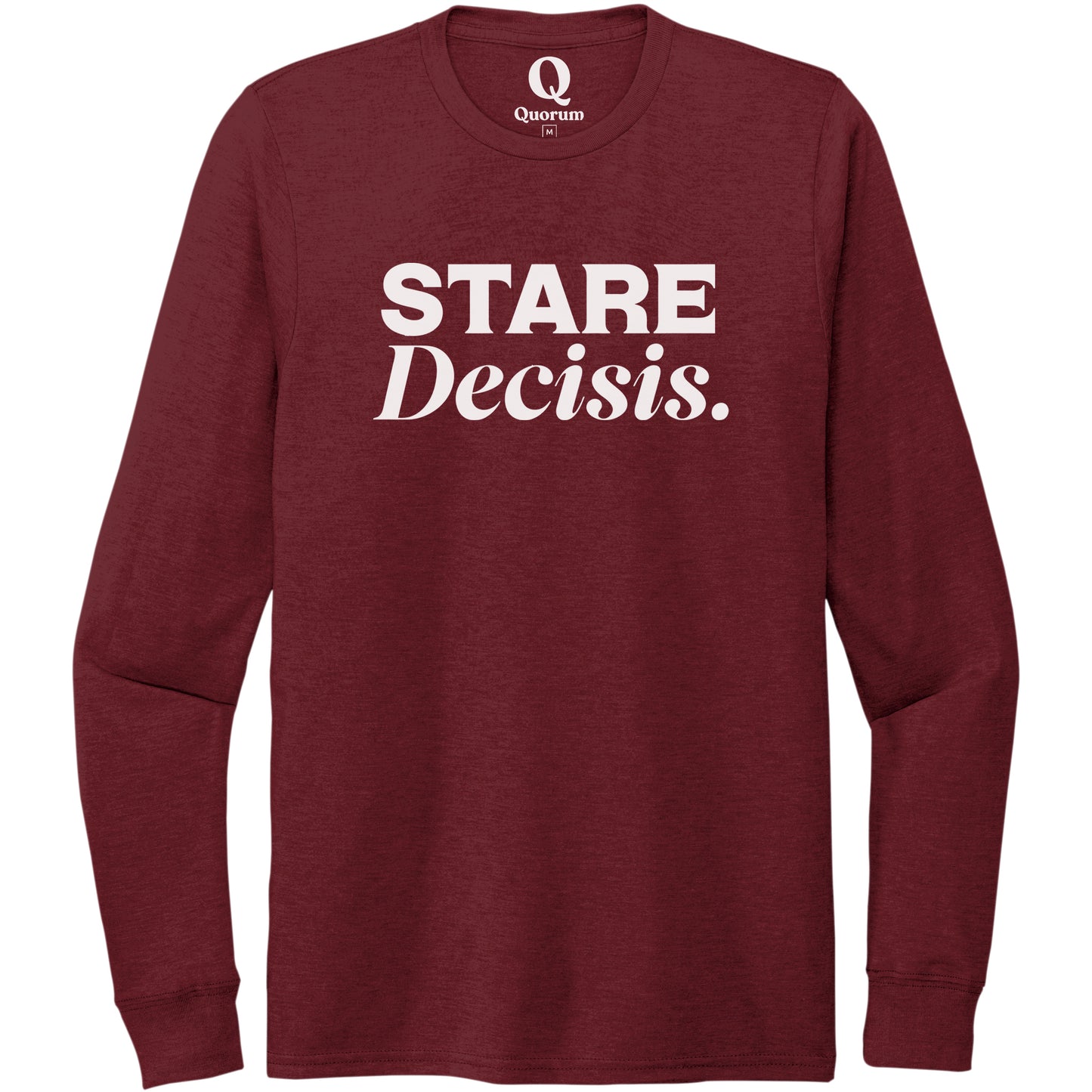 "Stare Decisis." Quorum Unisex Tri-Blend Long Sleeve editorial print in Vino Red