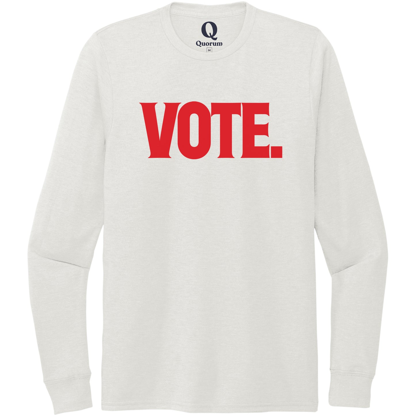 "Vote." Quorum Unisex Tri-Blend Long Sleeve front print in Fairly White