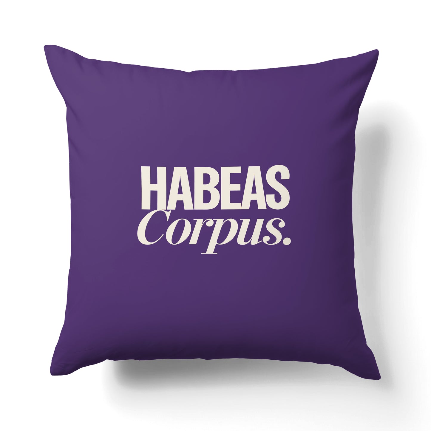 "Habeas corpus." — Quorum Pillow on Courts Purple canvas