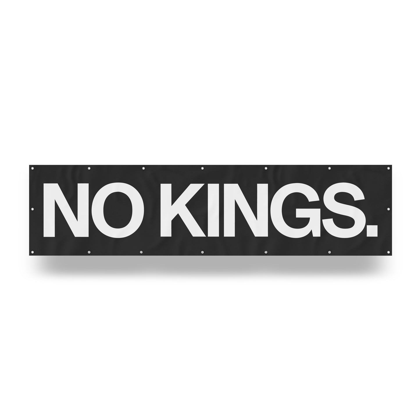 "No Kings." — Quorum vinyl banner