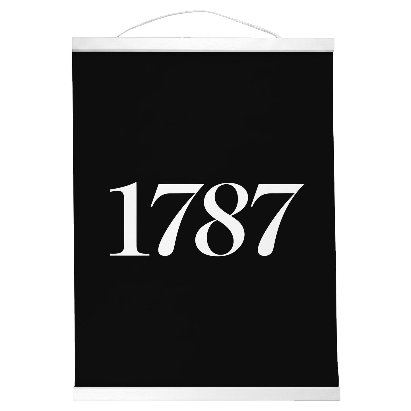 "1787." — Quorum Hanging Canvas, Sign Black type on pure white canvas with black hanger