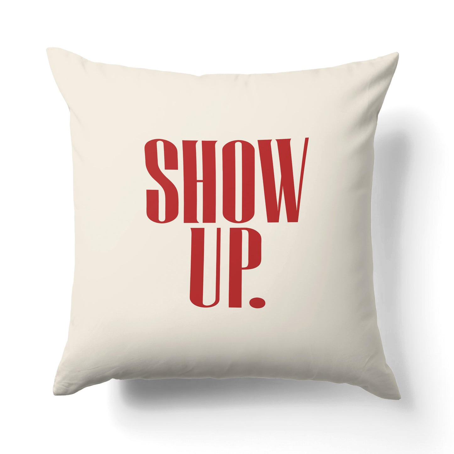 "Show up. Vote." — Quorum Pillow on Penguin Red canvas