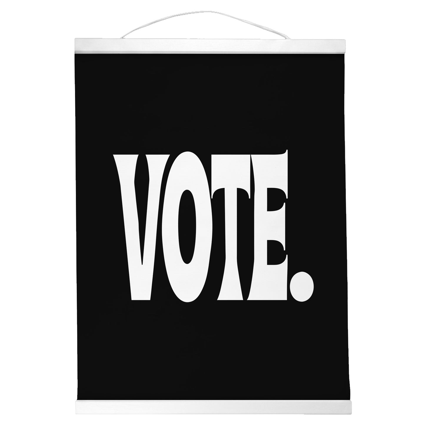 "Vote." — Quorum Hanging Canvas, Sign Black type on pure white canvas with black hanger