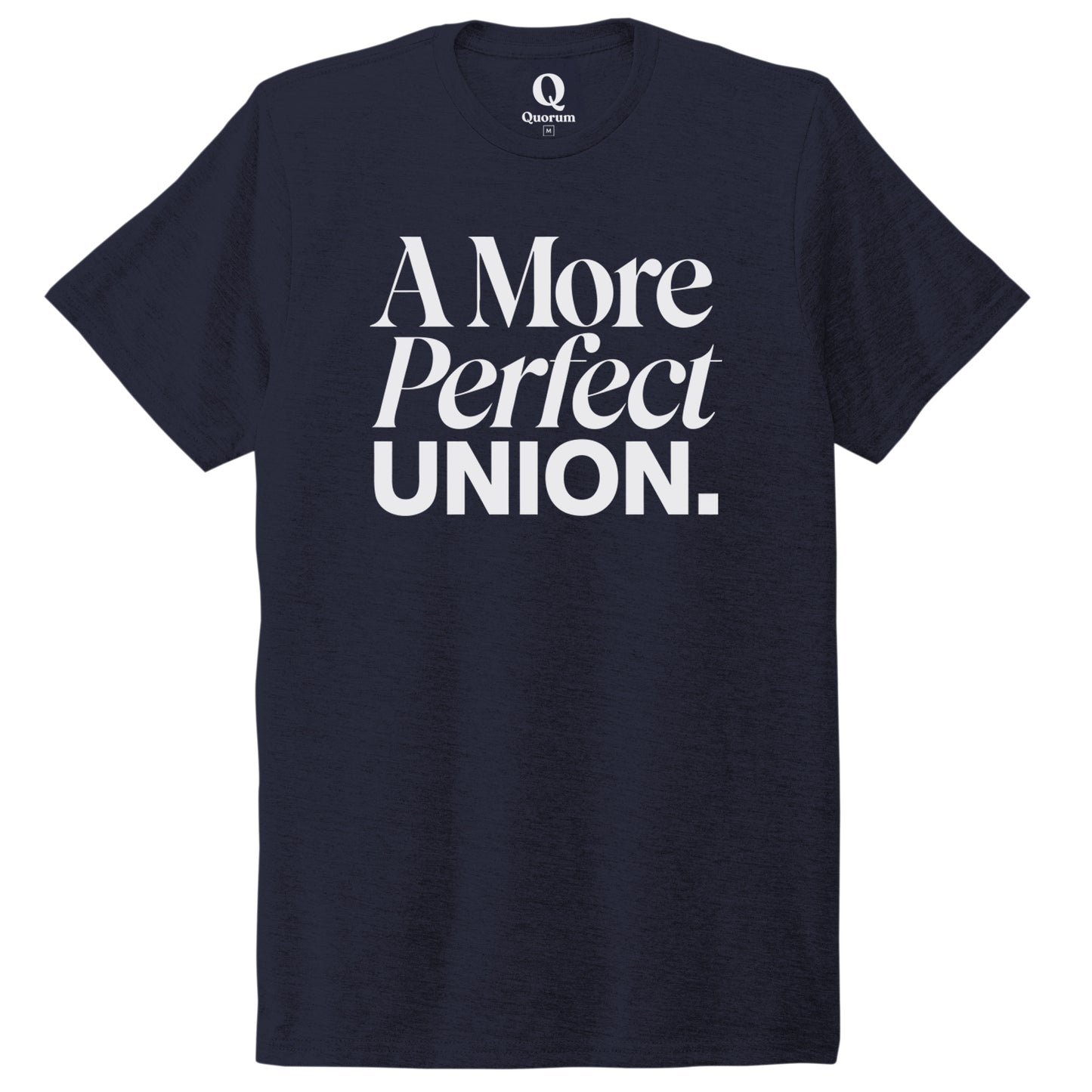 "A More Perfect Union." Quorum Unisex Tri-Blend Tee editorial print in Night Sky Navy