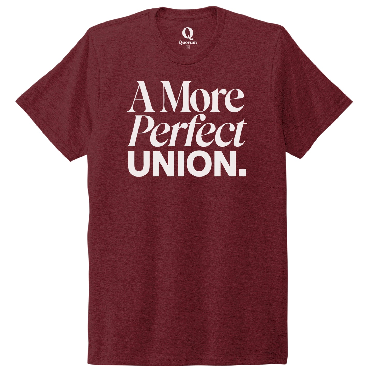 "A More Perfect Union." Quorum Unisex Tri-Blend Tee editorial print in Vino Red