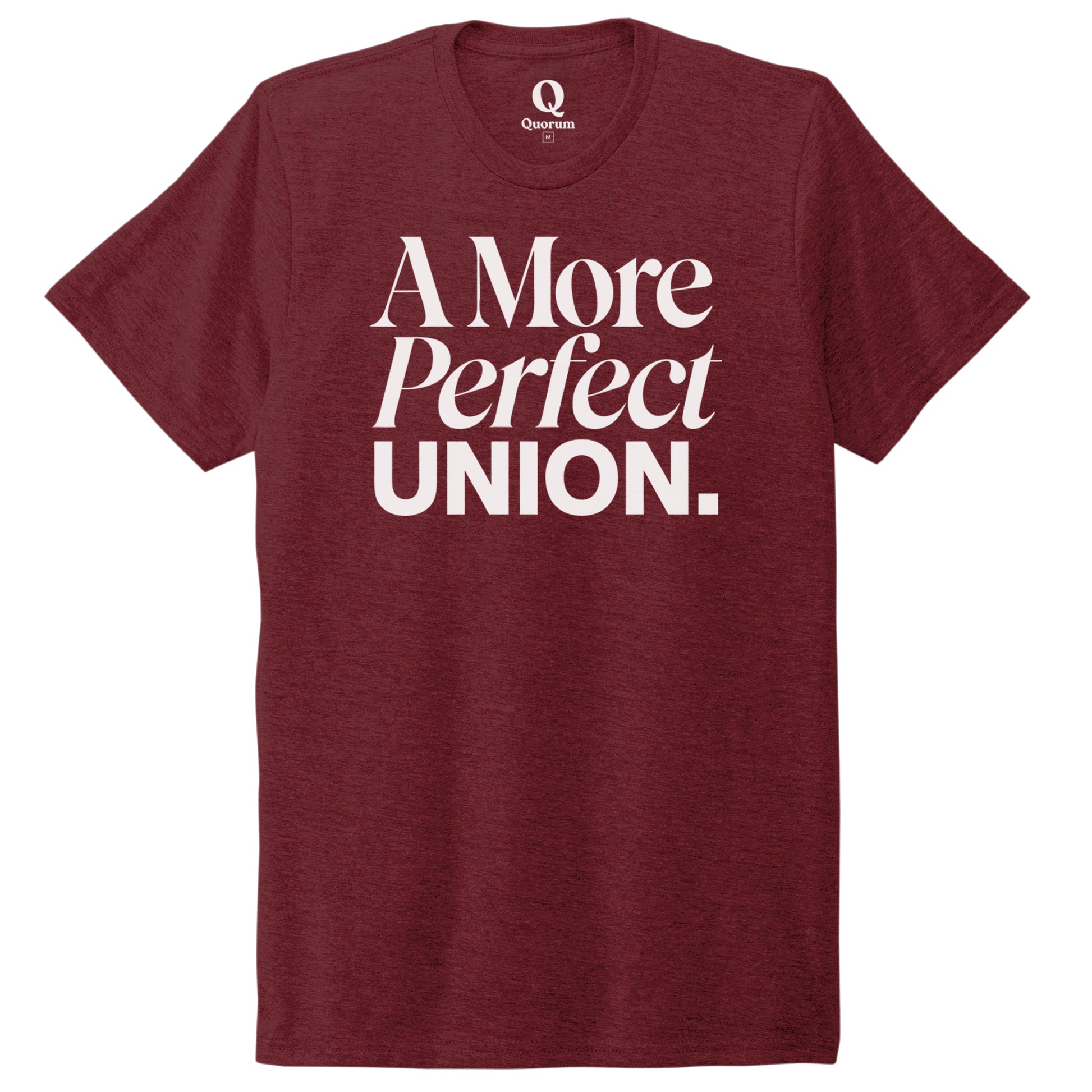 "A More Perfect Union." Quorum Unisex Tri-Blend Tee editorial print in Vino Red