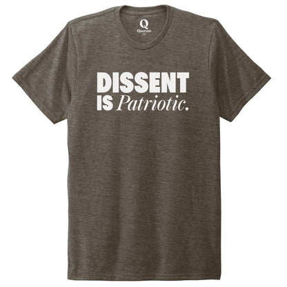 "Dissent is Patriotic." Quorum Unisex Tri-Blend Tee editorial print in Earthy Brown