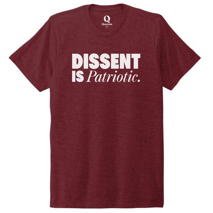 "Dissent is Patriotic." Quorum Unisex Tri-Blend Tee editorial print in Vino Red
