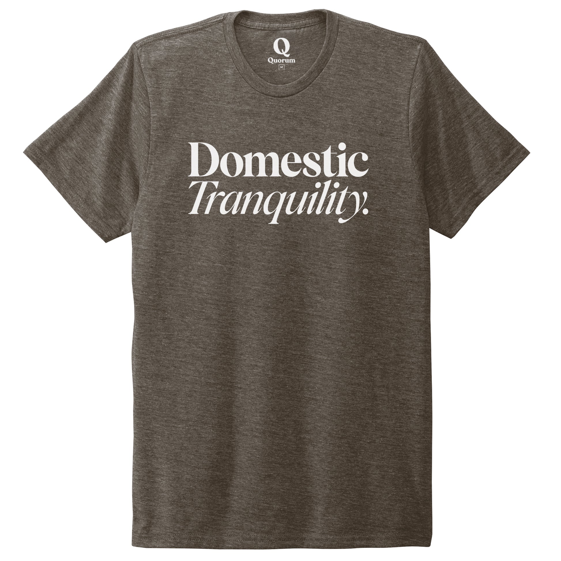 "Domestic Tranquility." Quorum Unisex Tri-Blend Tee editorial print in Earthy Brown
