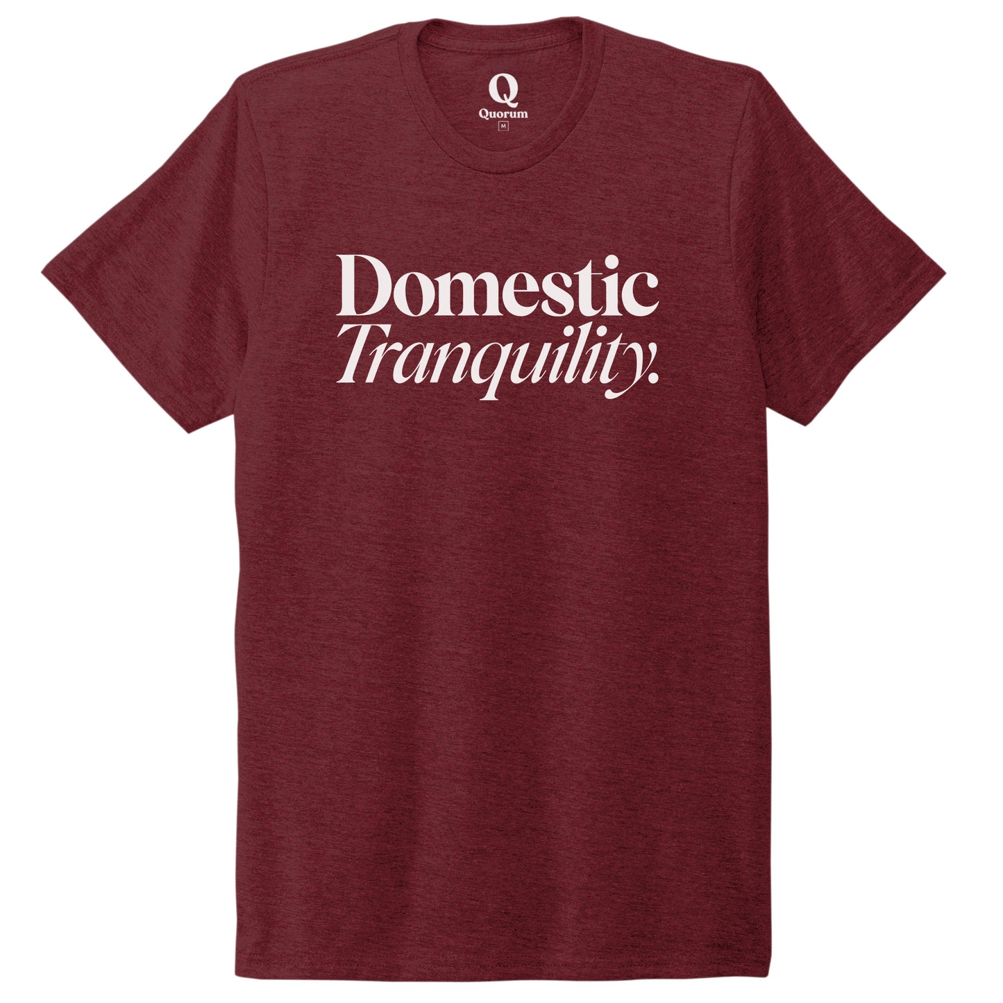 "Domestic Tranquility." Quorum Unisex Tri-Blend Tee editorial print in Vino Red