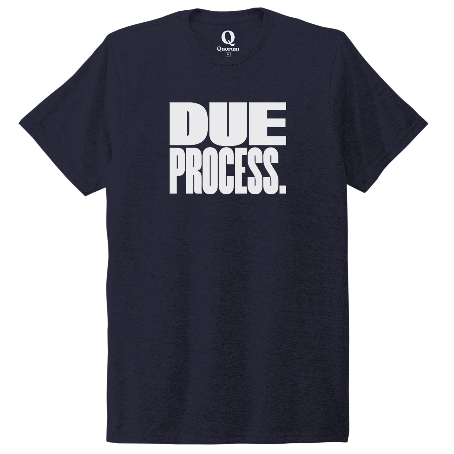 "Due Process." Quorum Unisex Tri-Blend Tee editorial print in Night Sky Navy