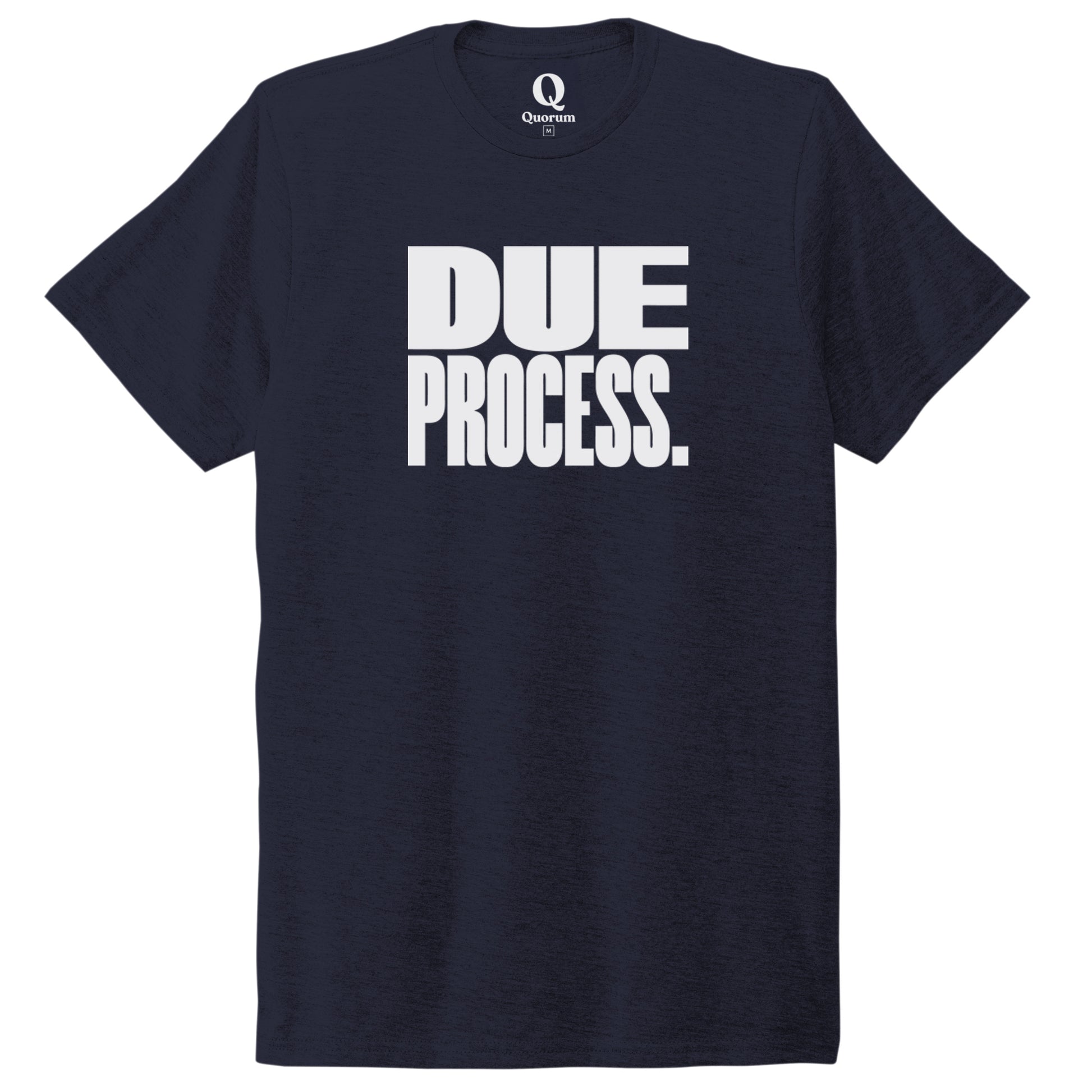 "Due Process." Quorum Unisex Tri-Blend Tee editorial print in Night Sky Navy