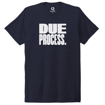 "Due Process." Quorum Unisex Tri-Blend Tee editorial print in Night Sky Navy