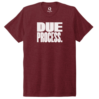 "Due Process." Quorum Unisex Tri-Blend Tee editorial print in Vino Red
