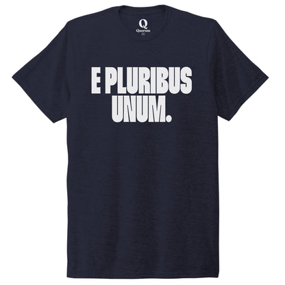 "E Pluribus Unum." Quorum Unisex Tri-Blend Tee editorial print in Night Sky Navy