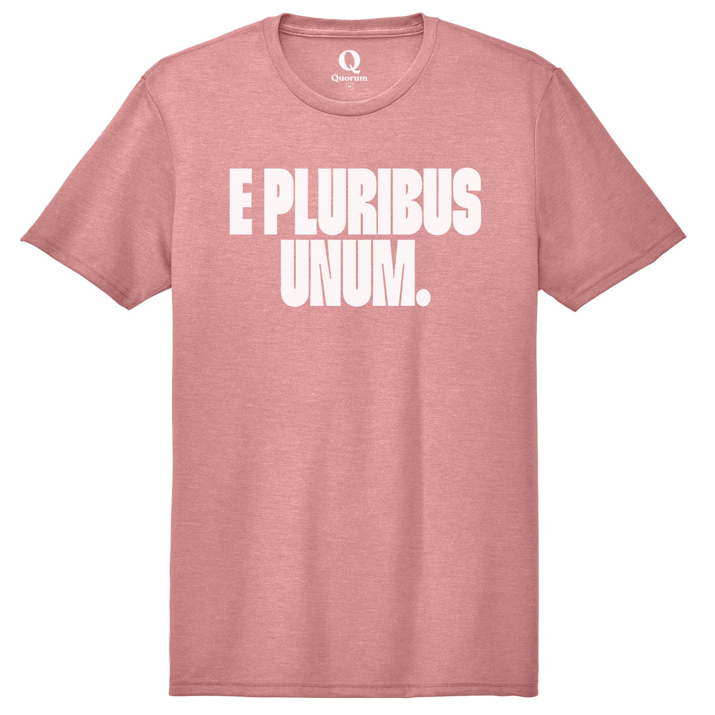 "E Pluribus Unum." Quorum Unisex Tri-Blend Tee editorial print in Vintage Rose