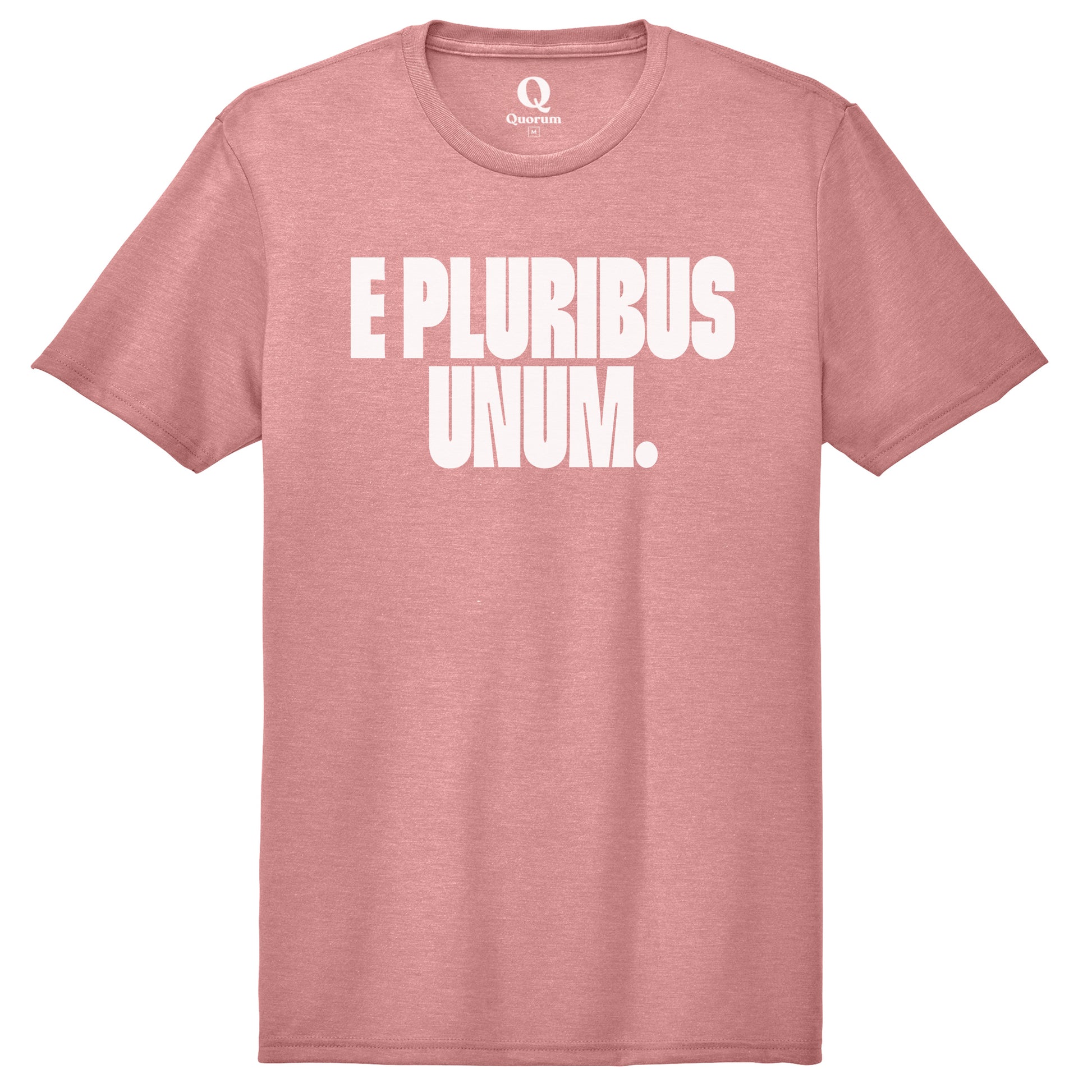 "E Pluribus Unum." Quorum Unisex Tri-Blend Tee editorial print in Vintage Rose