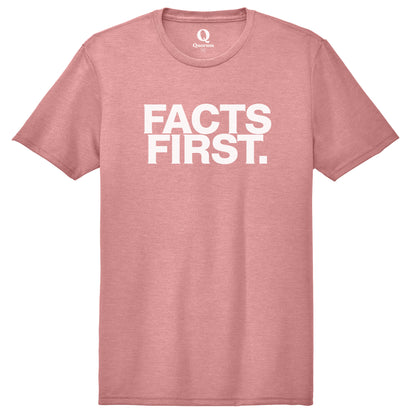 "Facts First." Quorum Unisex Tri-Blend Tee editorial print in Vintage Rose