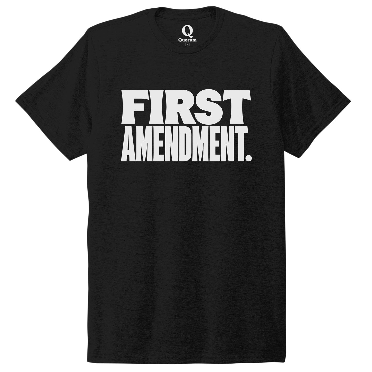 "First Amendment." Quorum Unisex Tri-Blend Tee editorial print in Deep Black