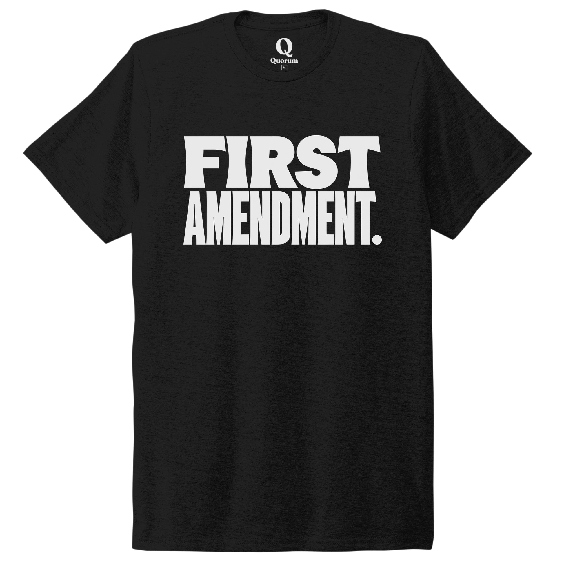 "First Amendment." Quorum Unisex Tri-Blend Tee editorial print in Deep Black