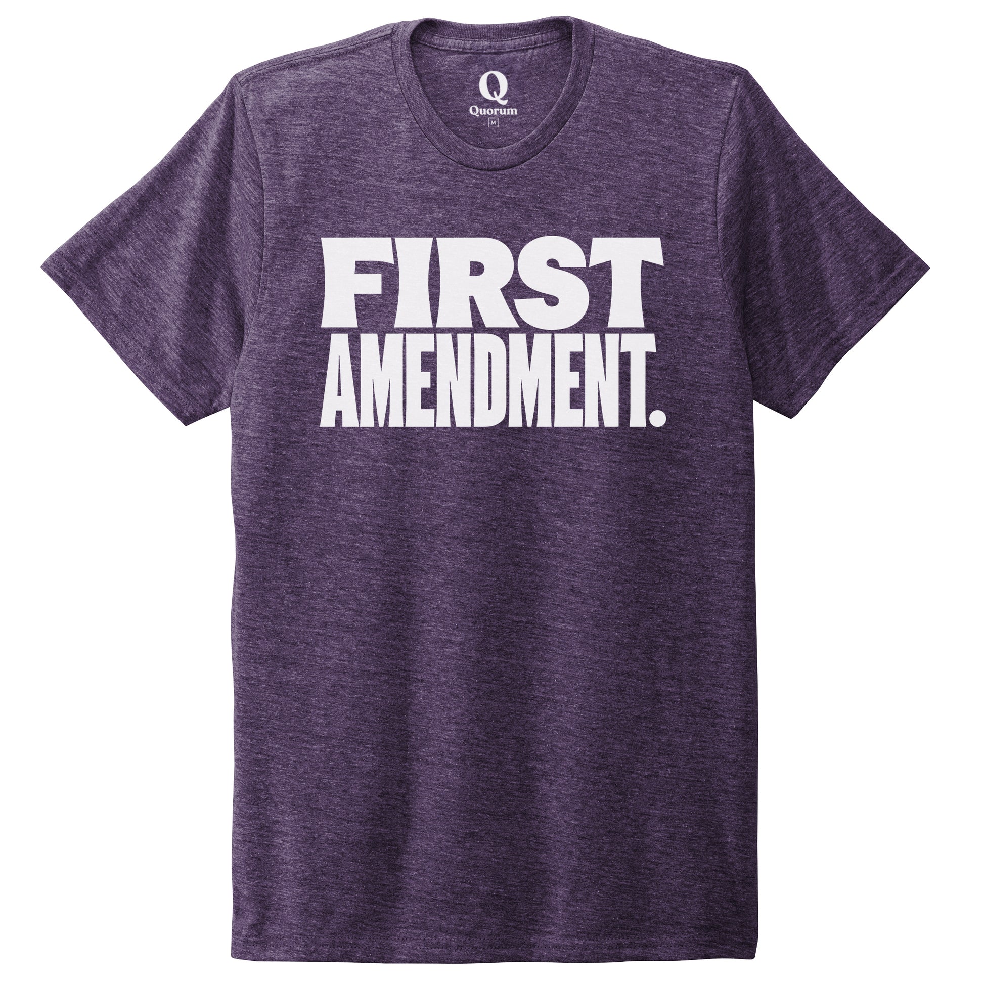 "First Amendment." Quorum Unisex Tri-Blend Tee editorial print in Huckleberry