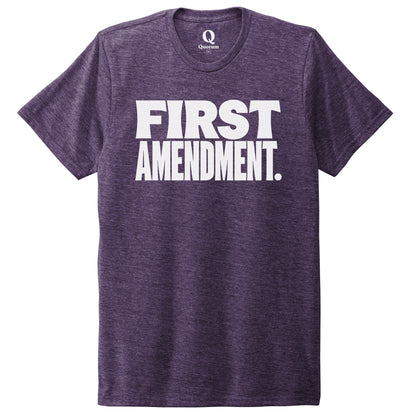 "First Amendment." Quorum Unisex Tri-Blend Tee editorial print in Huckleberry