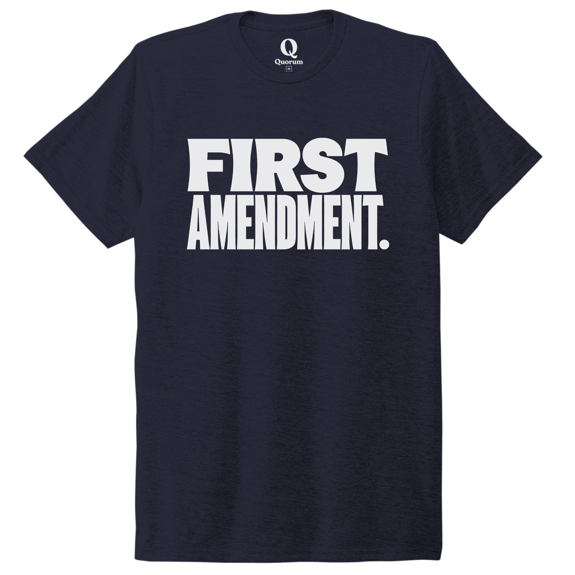 "First Amendment." Quorum Unisex Tri-Blend Tee editorial print in Night Sky Navy