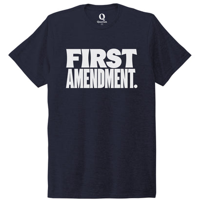 "First Amendment." Quorum Unisex Tri-Blend Tee editorial print in Night Sky Navy