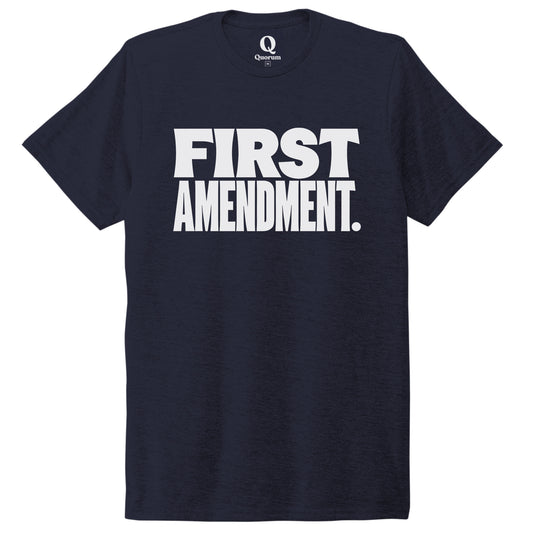 "First Amendment." Quorum Unisex Tri-Blend Tee editorial print in Night Sky Navy