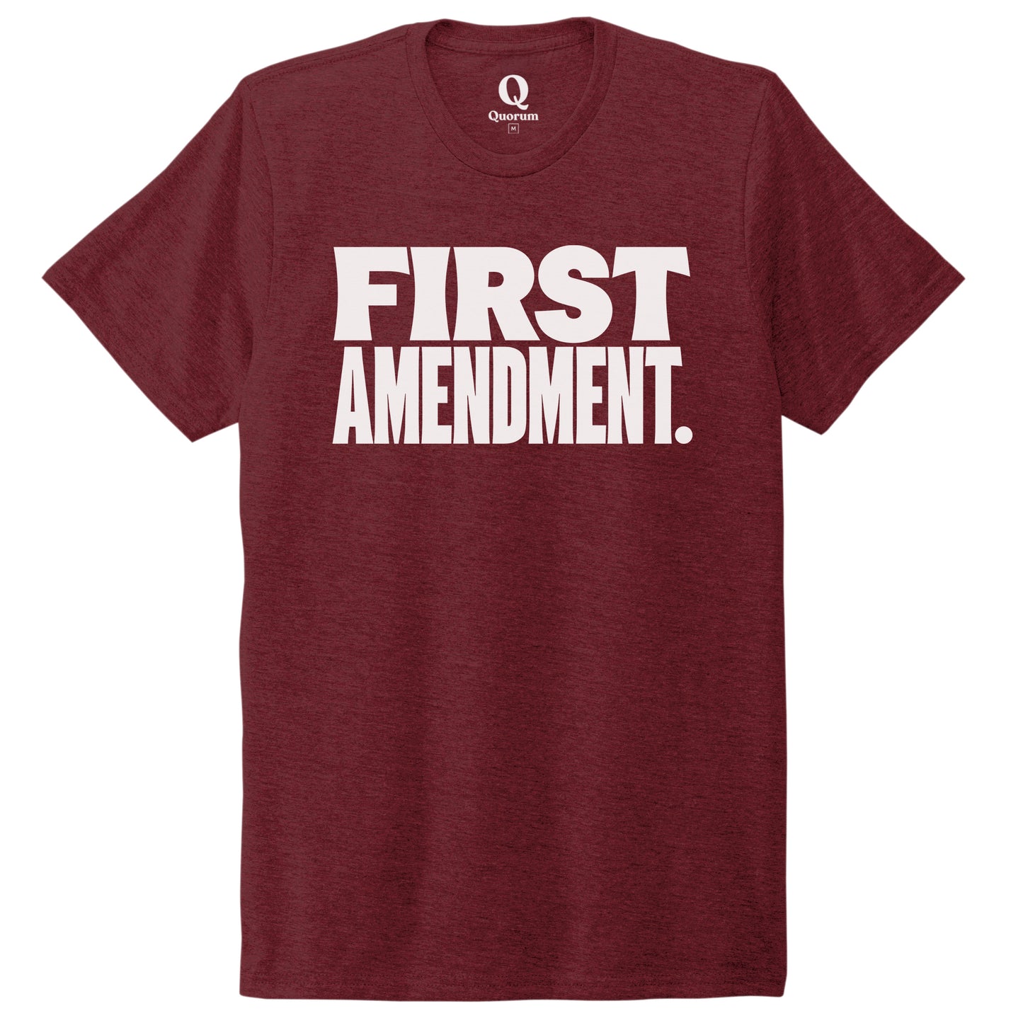"First Amendment." Quorum Unisex Tri-Blend Tee editorial print in Vino Red