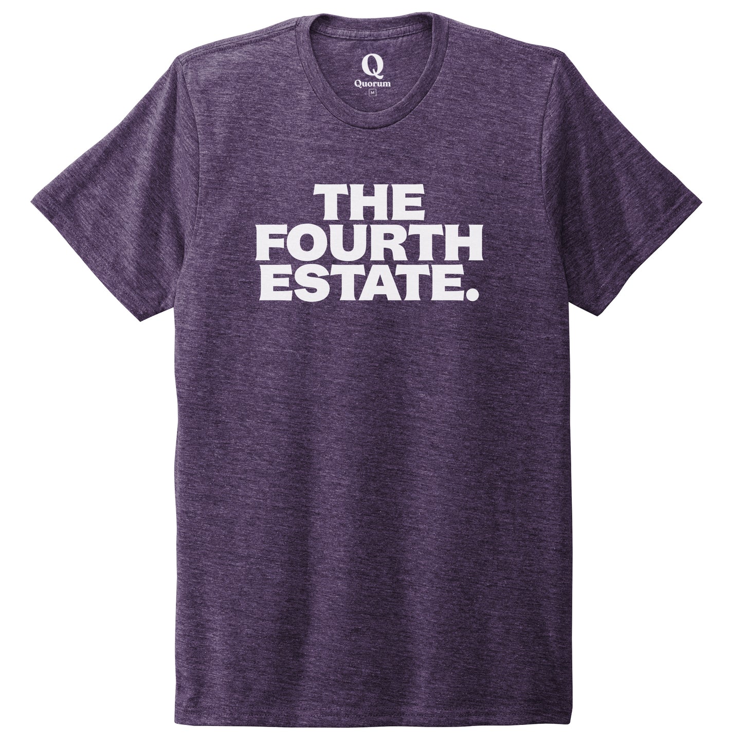 "The Fourth Estate." Quorum Unisex Tri-Blend Tee editorial print in Huckleberry