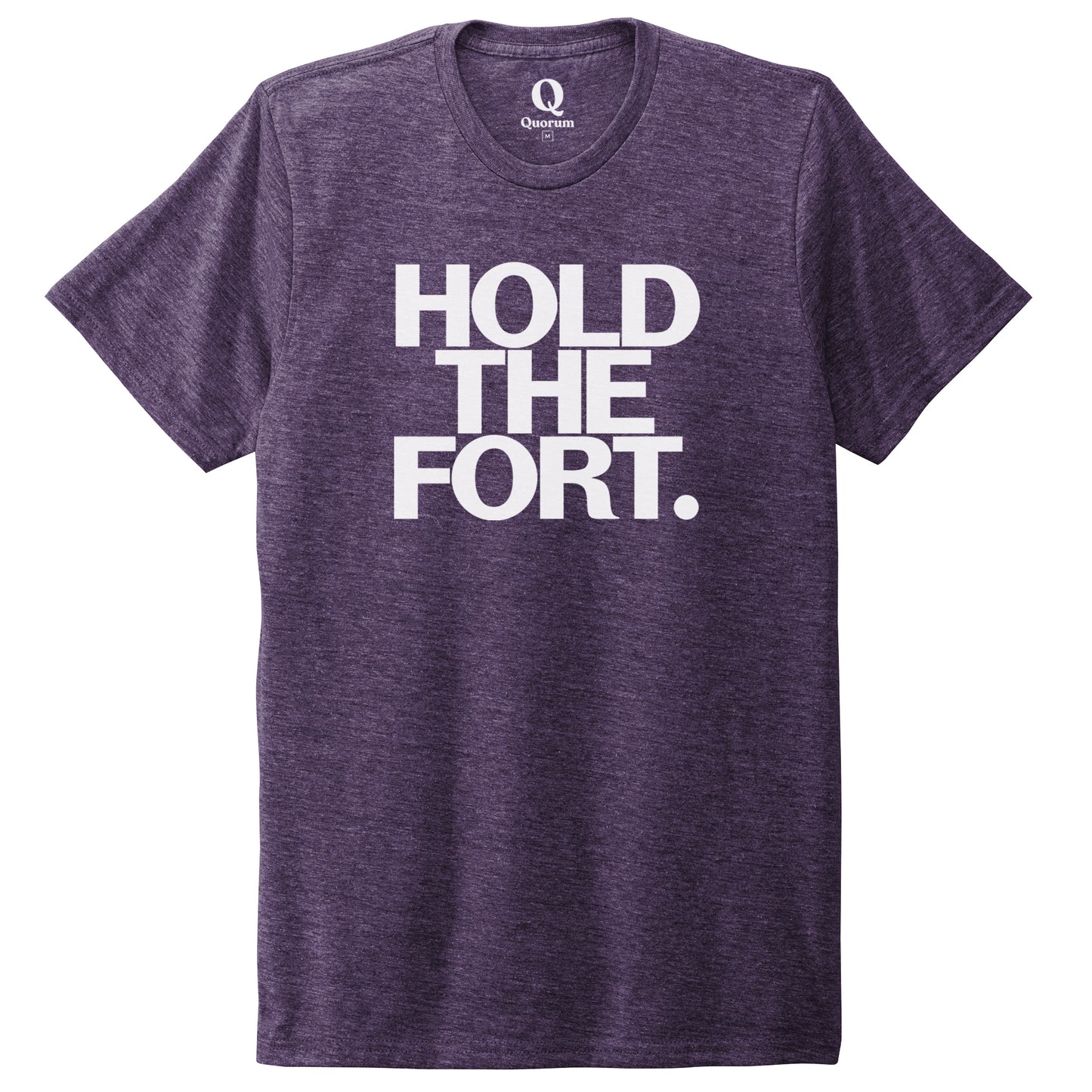 "Hold the Fort." Quorum Unisex Tri-Blend Tee editorial print in Huckleberry