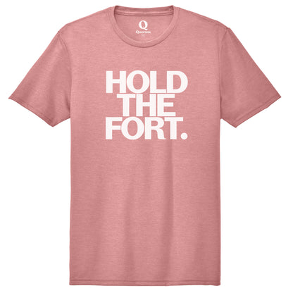 "Hold the Fort." Quorum Unisex Tri-Blend Tee editorial print in Vintage Rose